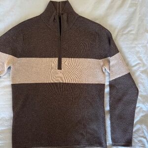 Archival Banana Republic | Small 2004 Fall Black Merino Wool Half-Zip